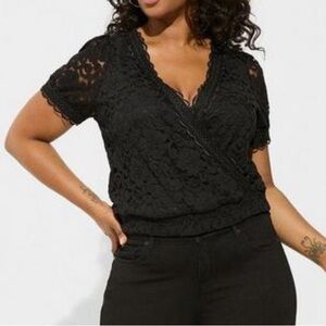 Stretch Lace Surplice Crop Top